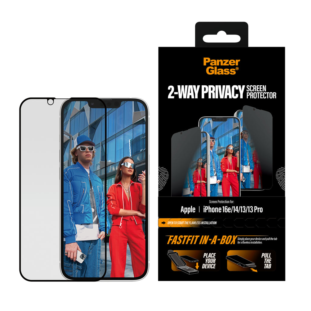 PanzerGlass Protecteur d'Écran de Confidentialité 2-Way Ultra-Wide Fit pour iPhone 16e, 14, 13, 13 Pro avec FASTFIT IN-A-BOX - vue 2
