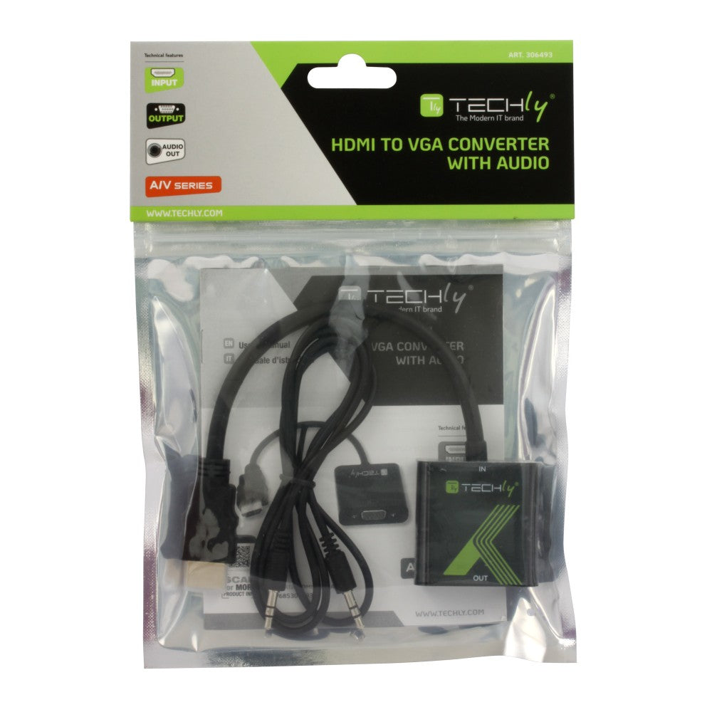 Adaptateur HDMI vers VGA + Jack 3.5mm, Mâle vers Femelle, 0,15 m, Noir