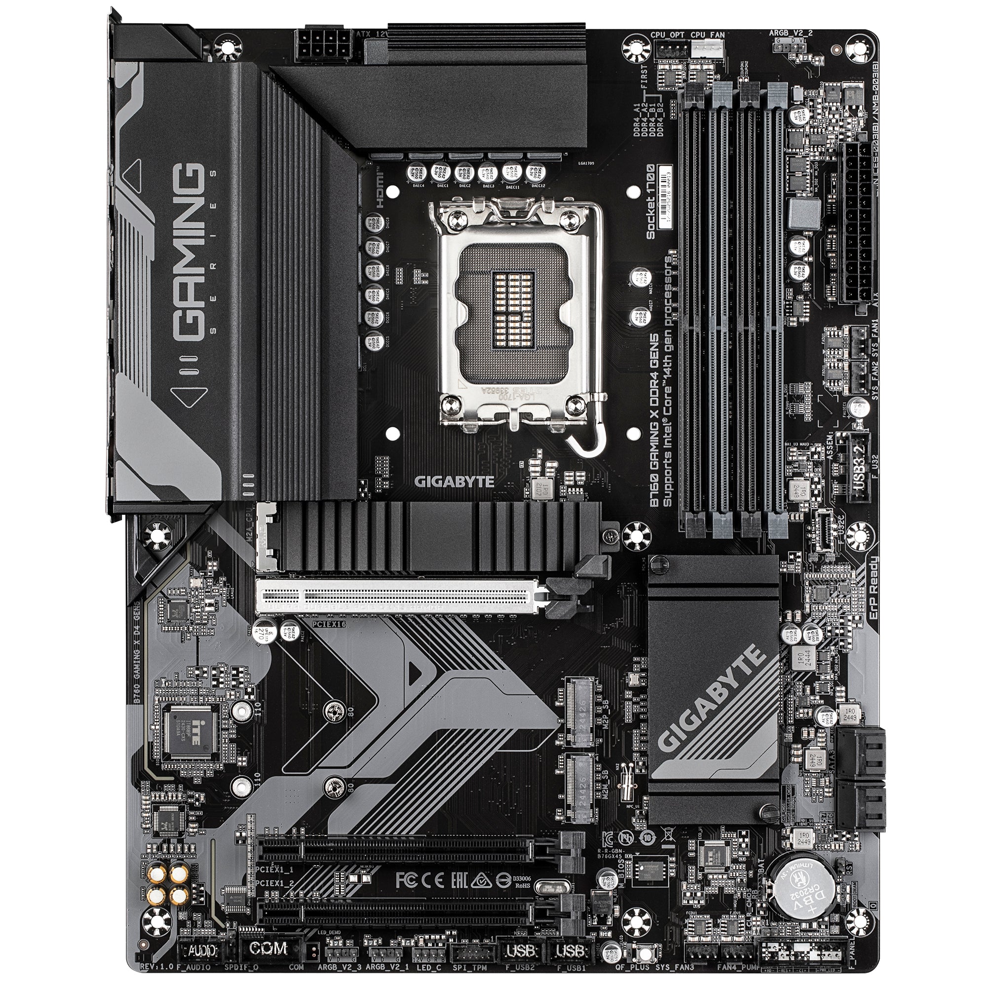 GIGABYTE B760 GAMING X DDR4 GEN5 Carte Mère – Prend en charge les processeurs Intel Core 14ᵉ génération, VRM 8+1+1 phases, jusqu’à 5333 MHz DDR4 (OC), 3xPCIe 4.0 M.2, LAN 2.5GbE, USB 3.2 Gen 2