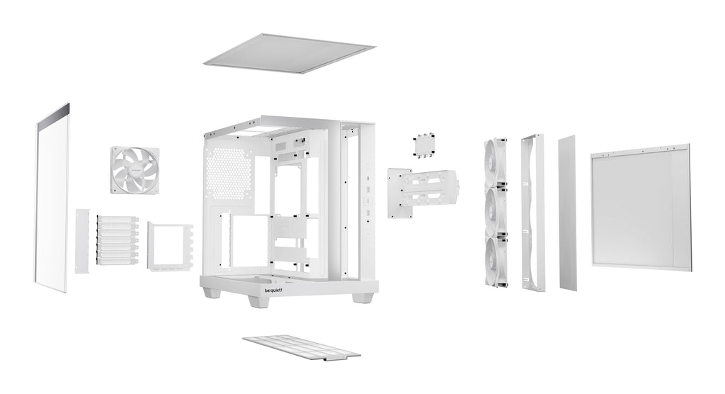 be quiet! Light Base 500 Blanc | Boîtier PC ARGB vitré, Mini ITX / Micro ATX / ATX, 4 ventilateurs Light Wings LX 120 mm