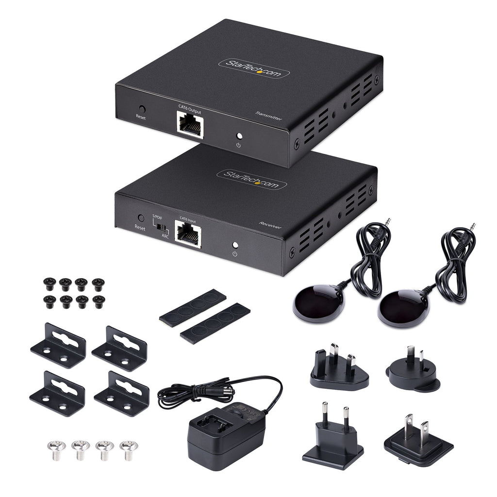 StarTech.com Extendeur HDMI 4K sur Câble CAT5/CAT6, Prolongateur Vidéo 4K 60Hz HDR jusqu'à 70m avec Sortie S/PDIF