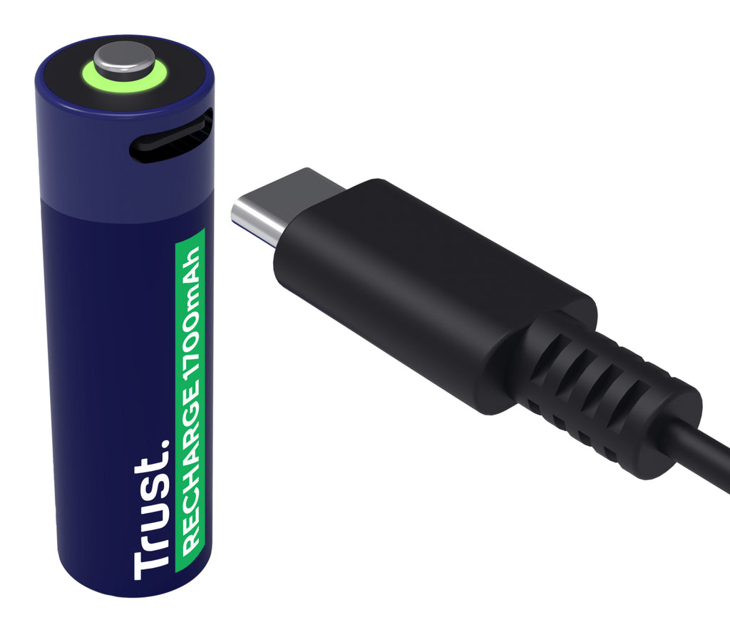 Trust 25631 Piles Rechargeables AA avec Câble USB-C