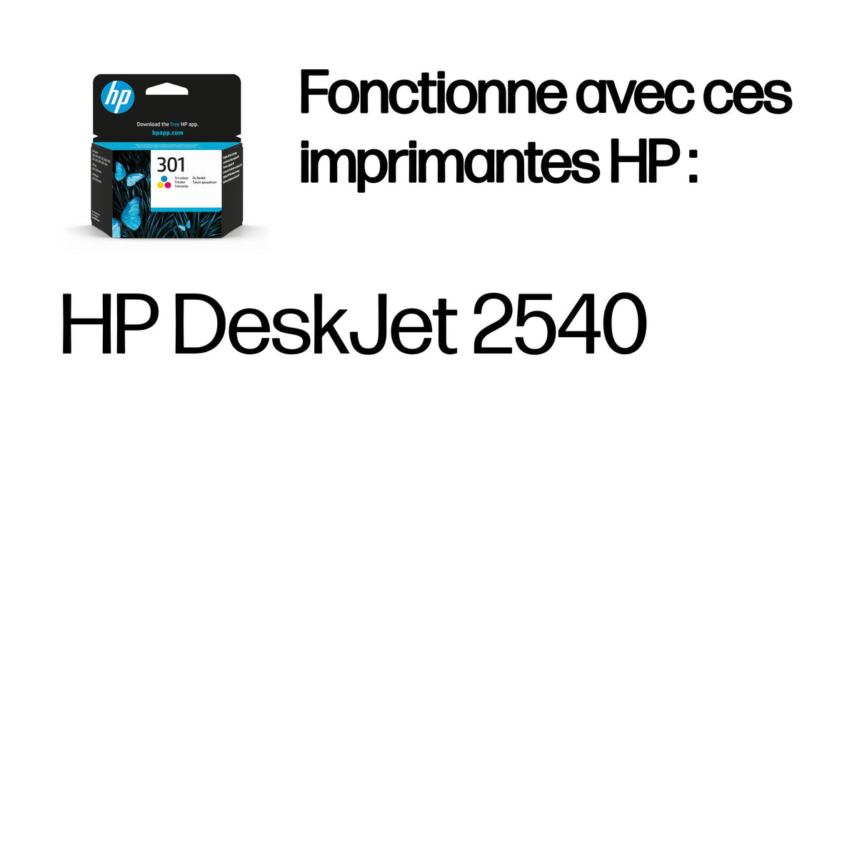 HP 301 cartouche d'encre trois couleurs authentique - vue 2