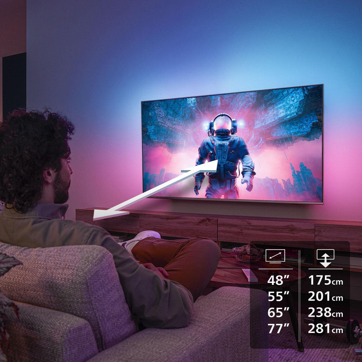 Philips Ambilight 48OLED760/12 TV 121,9 cm (48") 4K Ultra HD Smart TV Wifi Gris - vue 3