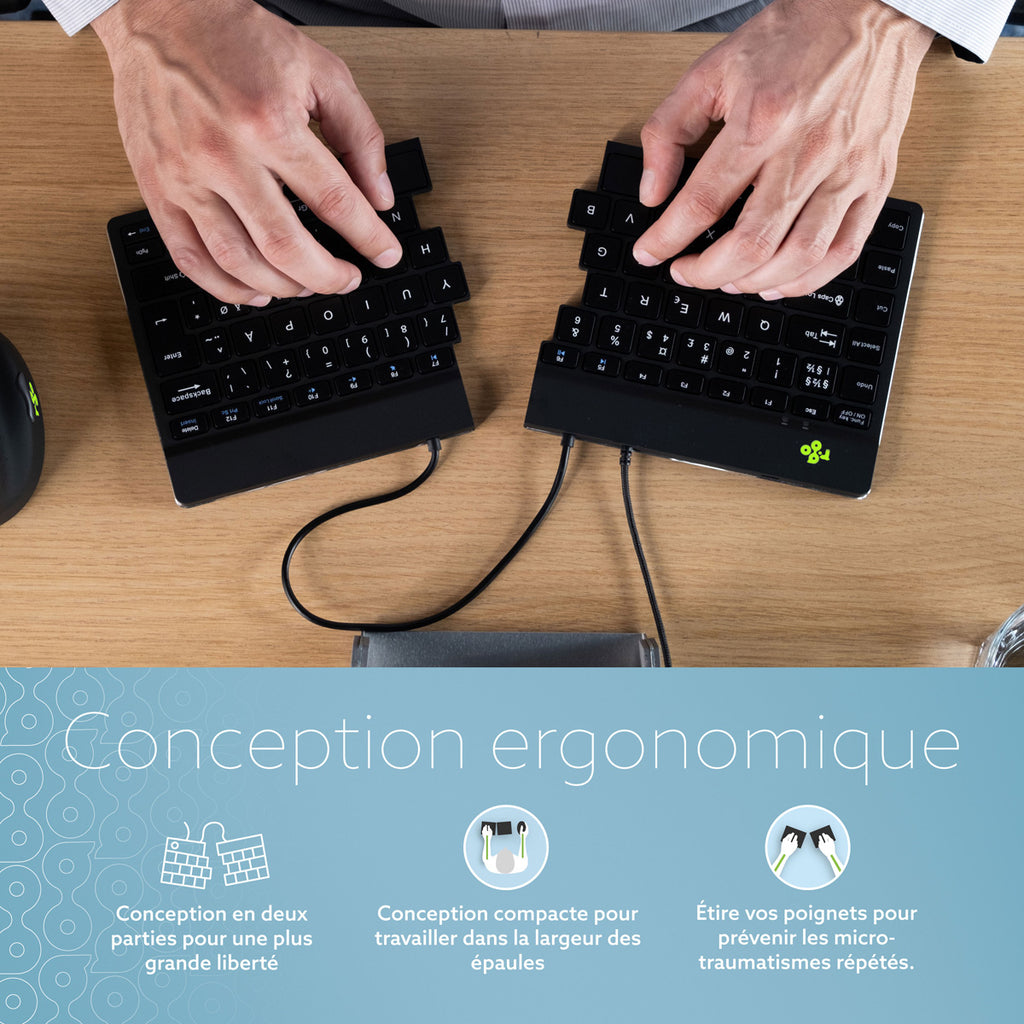 R-Go Tools Split Break v2 Clavier Ergonomique Divisé, QWERTY (US), Filaire, Noir