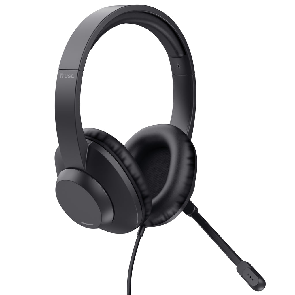 Trust Ayda Max USB Casque Avec fil Arceau Bureau/Centre d'appels USB Type-C / USB Type-A Noir