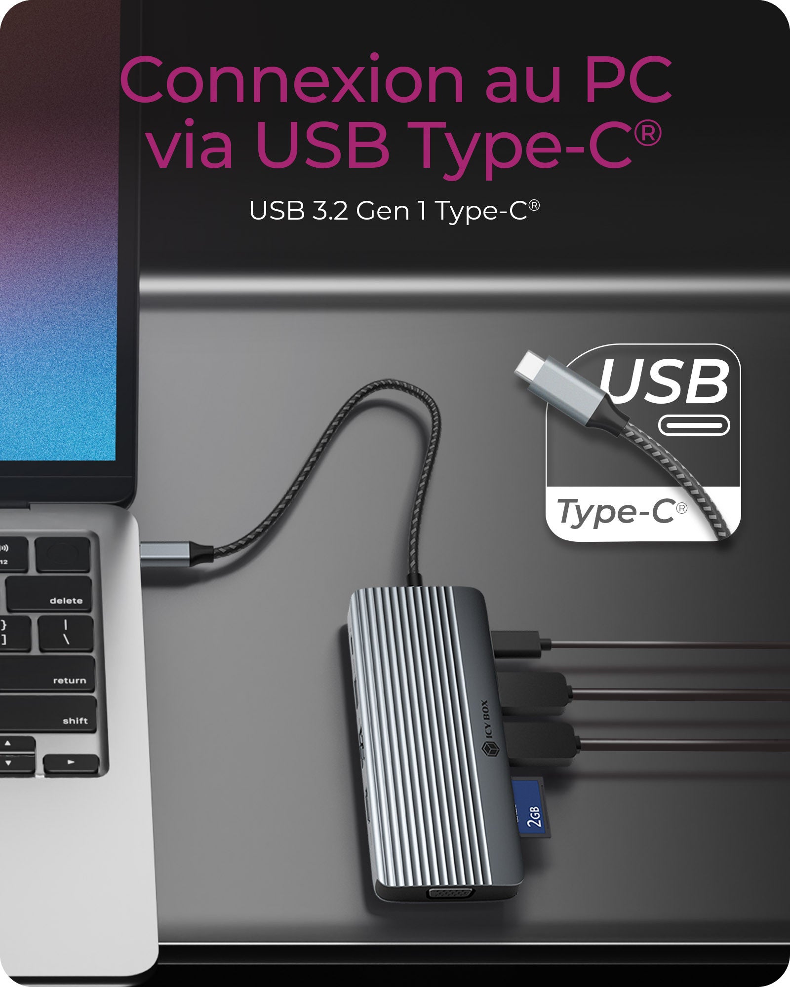 ICY BOX IB-DK4040a-CPD Avec fil USB 3.2 Gen 1 (3.1 Gen 1) Type-C Aluminium, Argent