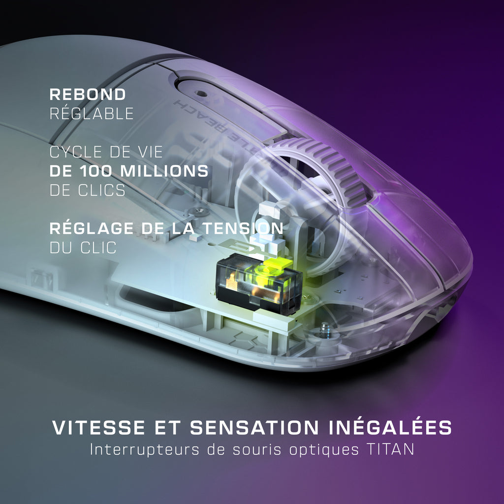 Turtle Beach Burst II Air - Souris gaming sans fil 2,4 GHz : ultralégère avec 47 g, touches optiques, symétrique, capteu