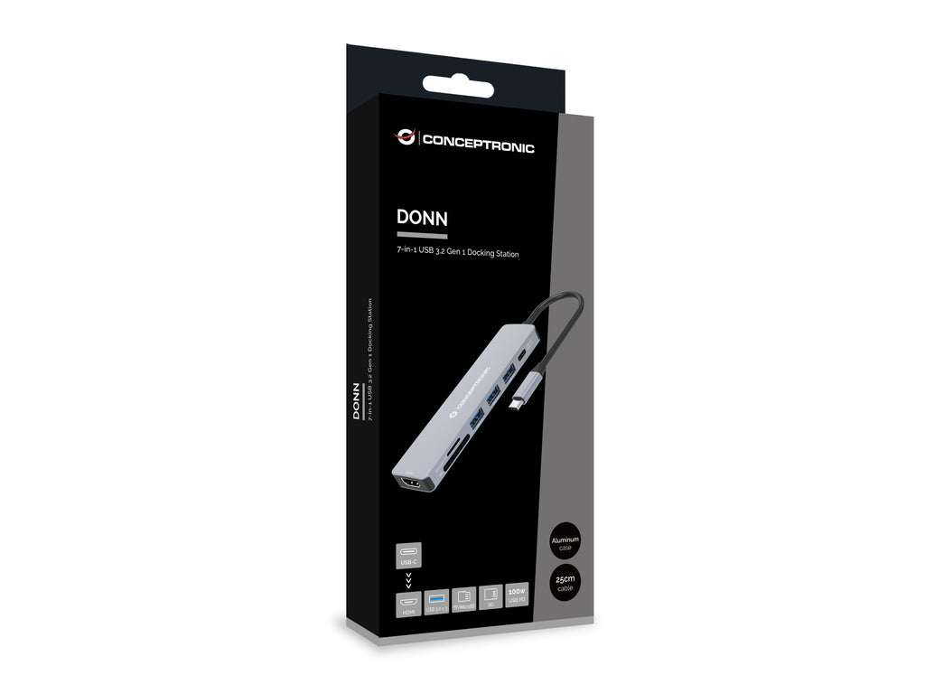 Conceptronic DONN19G station d'accueil Avec fil USB 3.2 Gen 1 (3.1 Gen 1) Type-C Gris