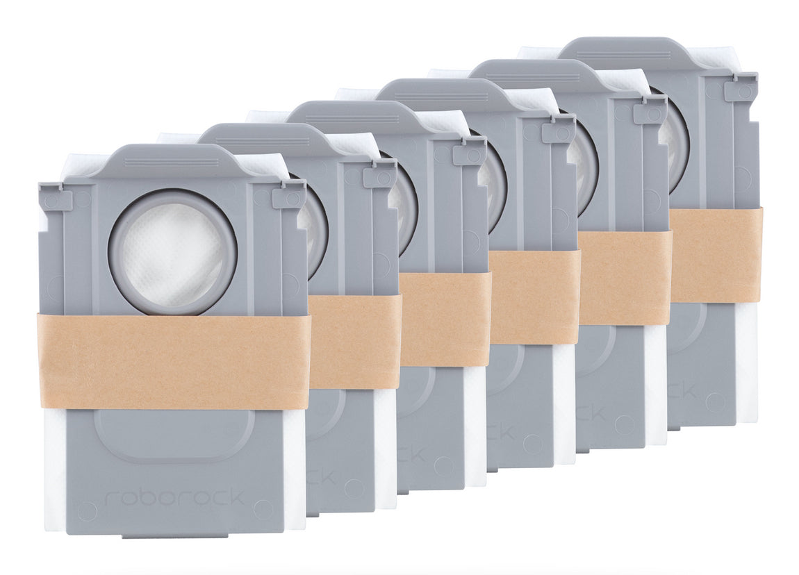 Sacs à Poussière pour Aspirateur Robot Roborock RRDE-CDYCX0-QREVO-06, Gris, Lot de 6