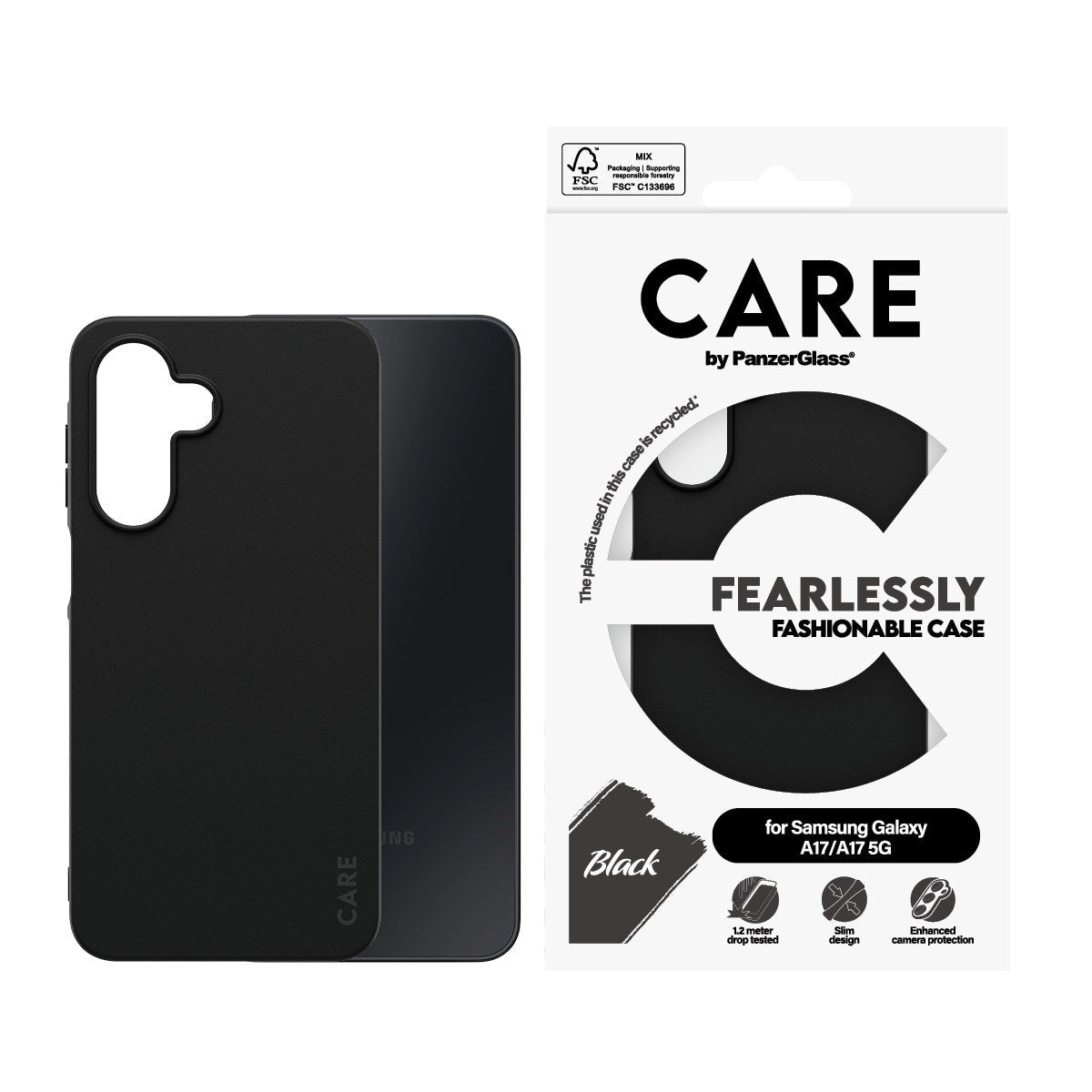 PanzerGlass CARE Coque TPU Noire pour Samsung Galaxy A17 / A17 5G