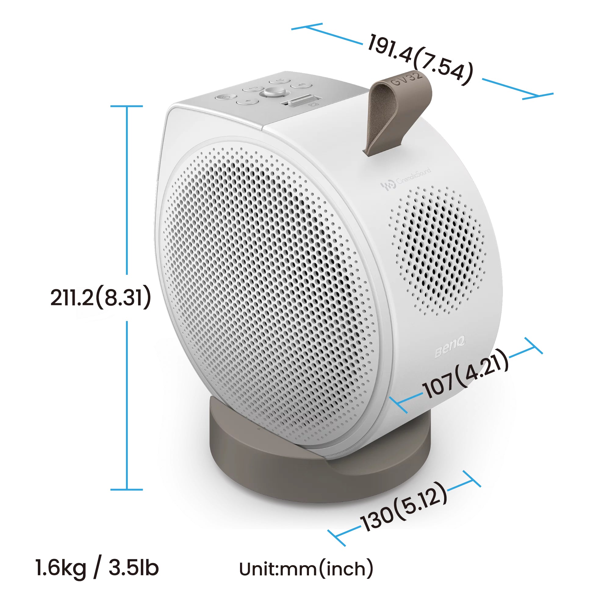 BenQ GV32 500 ANSI lumens DLP 1080p (1920x1080) Blanc