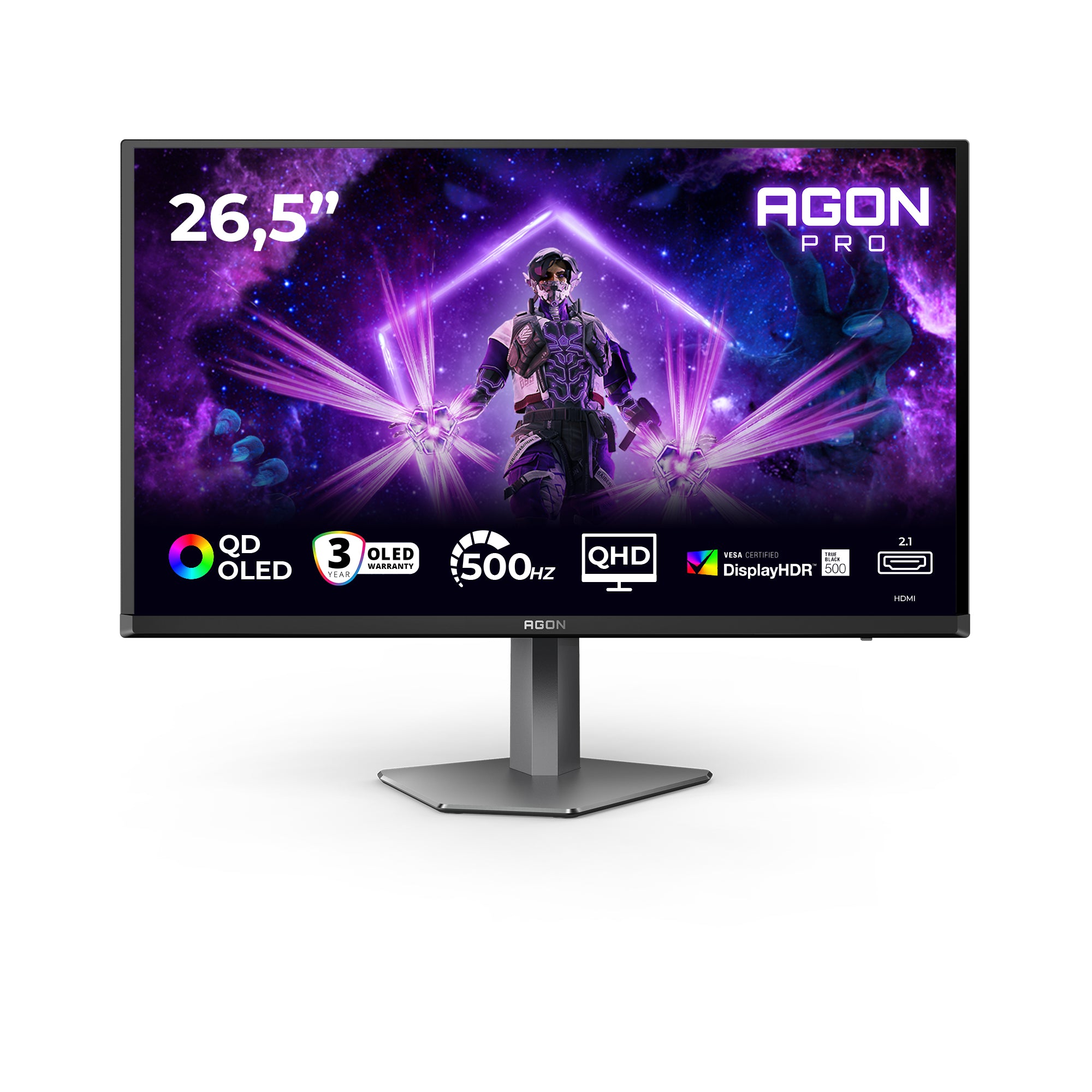 AOC AGON PRO AG276QKD2 écran plat de PC 67,3 cm (26.5") 2560 x 1440 pixels Quad HD QD-OLED Noir, Gris