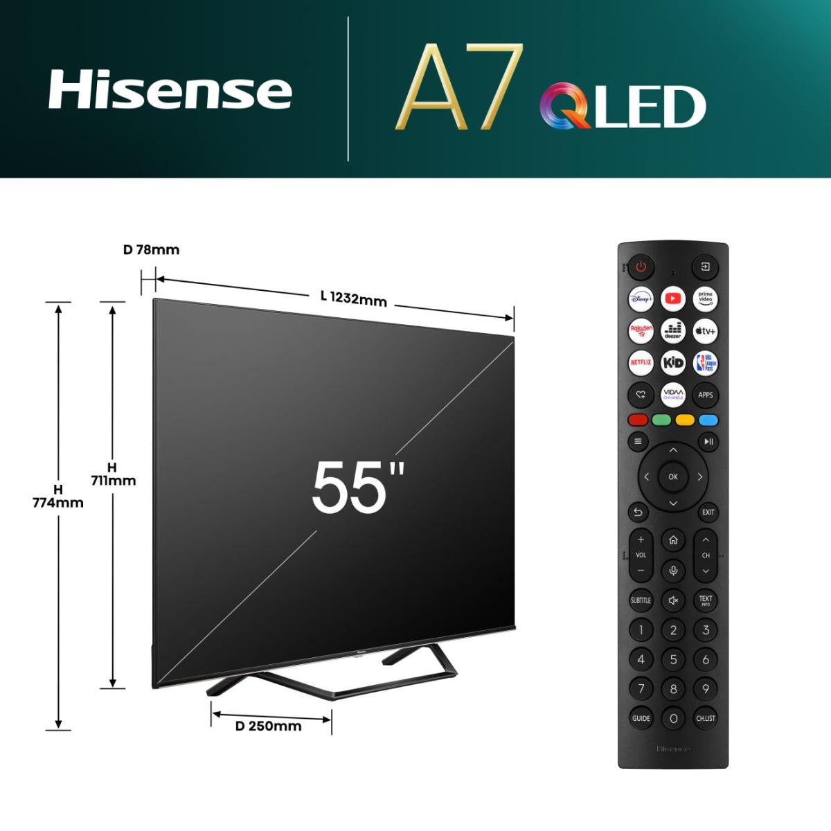 Hisense 55A7NQ 139,7 cm (55") 4K Ultra HD Smart TV Wifi Gris 275 cd/m²