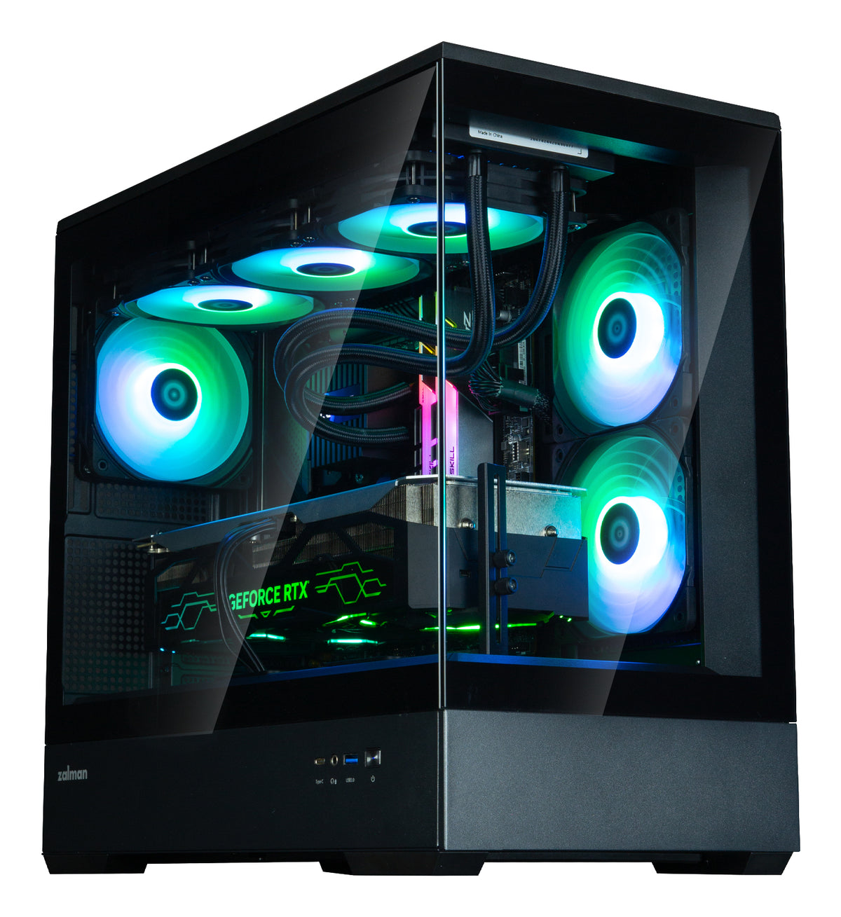 Zalman P30 V2 Boîtier Mini Tower Noir, Vue Panoramique Verre Trempé, 3 Ventilateurs ARGB