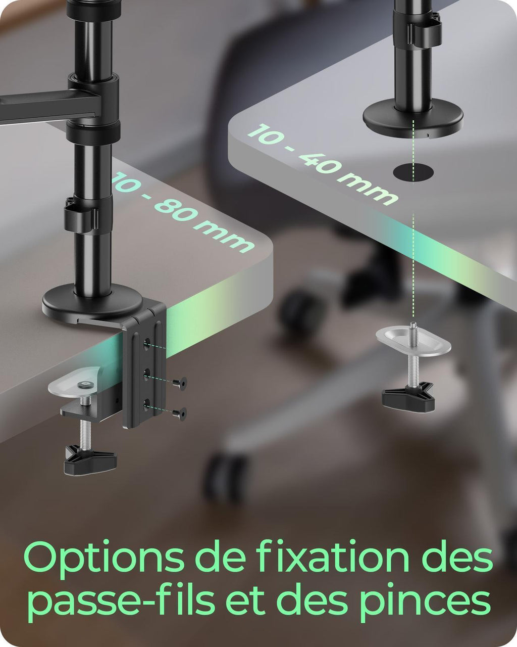 Support Bureau IB-MS622-T pour Écran jusqu'à 32 pouces et Ordinateur Portable, Noir