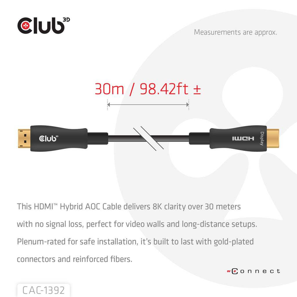 CLUB3D CAC-1392 câble HDMI 30 m HDMI Type A (Standard) Noir