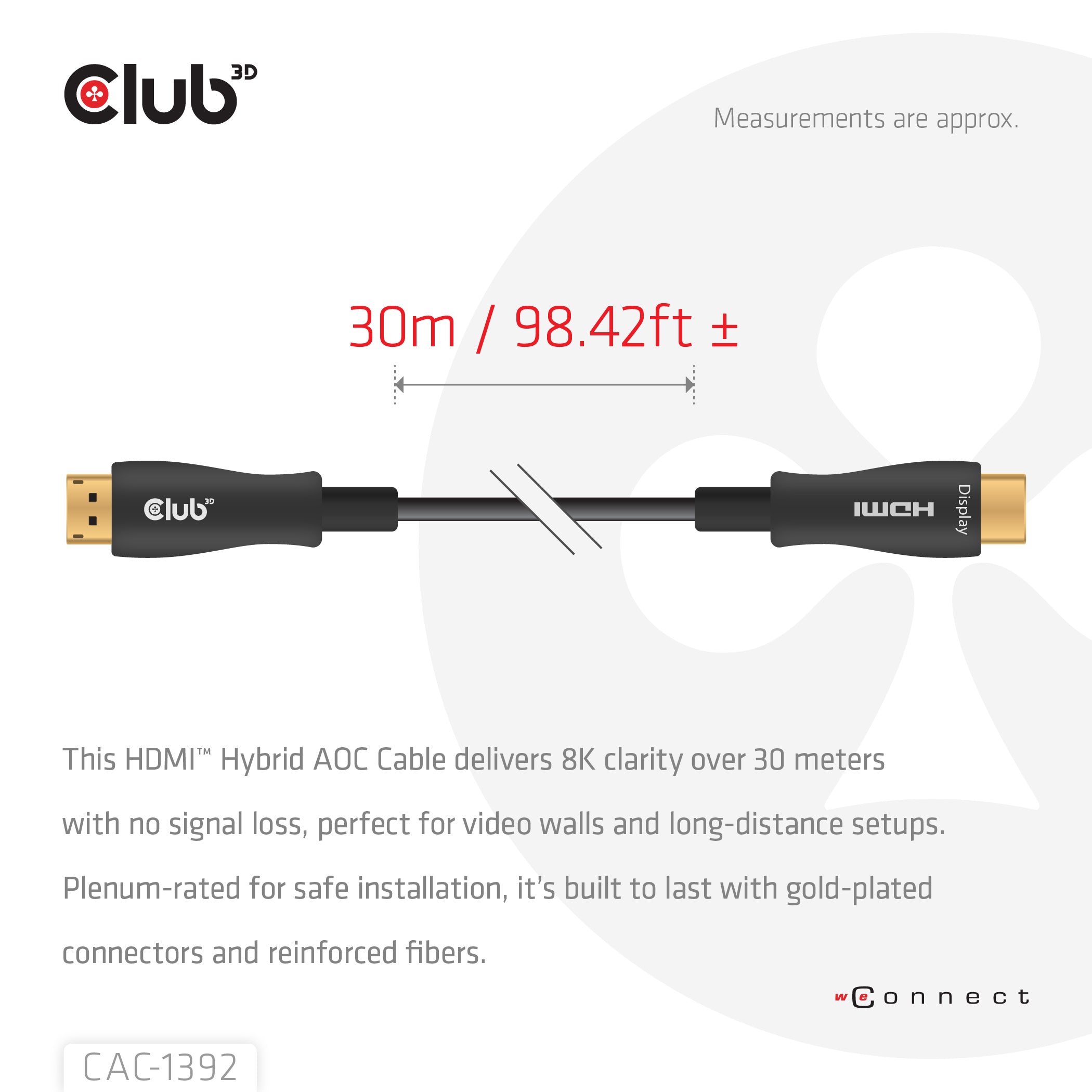 CLUB3D CAC-1392 câble HDMI 30 m HDMI Type A (Standard) Noir