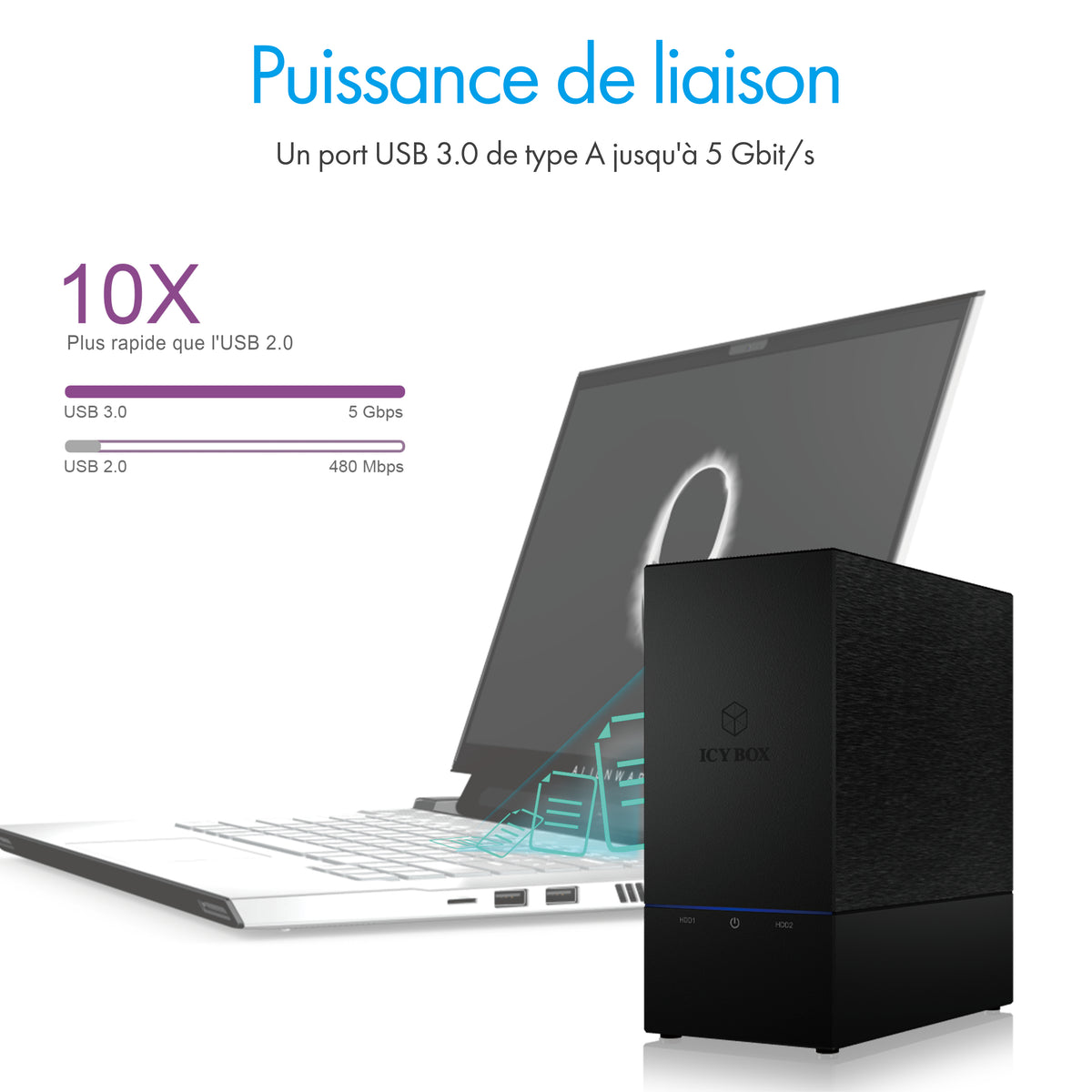 ICY BOX IB-RD3621U3 Boîtier disque dur/SSD Noir 3.5" - vue 2