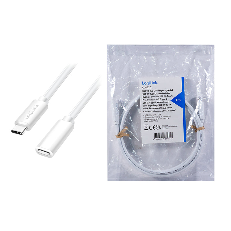LogiLink CU0221 câble USB USB 2.0 2 m USB C 0,48 Gbit/s 100 W Blanc