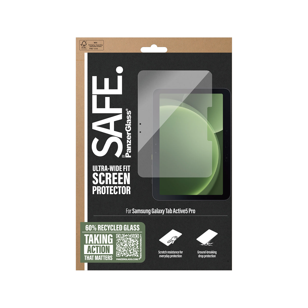 PanzerGlass PanzerGlass SAFE. by ® Screen Protector Samsung Galaxy Tab Active5 Pro | Ultra-Wide Fit Protection d'écran transparent 1 pièce(s)