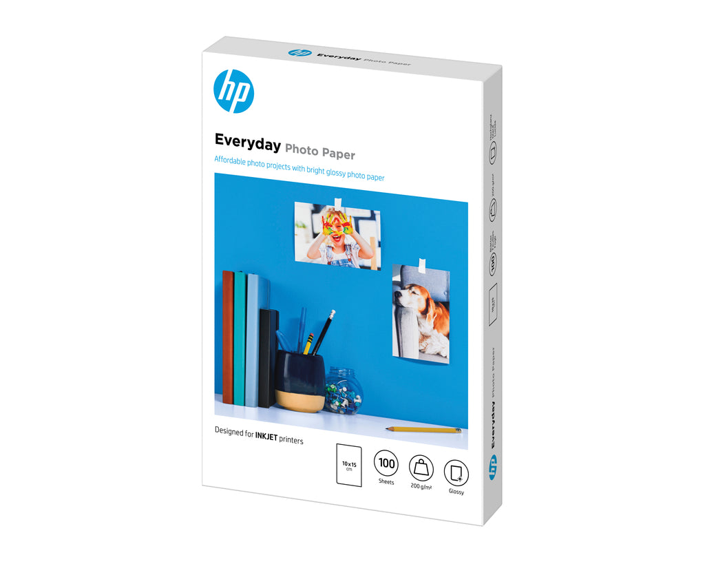HP Papier photo Everyday, brillant, 200 g/m2, 10 x 15 cm (101 x 152 mm), 100 feuilles