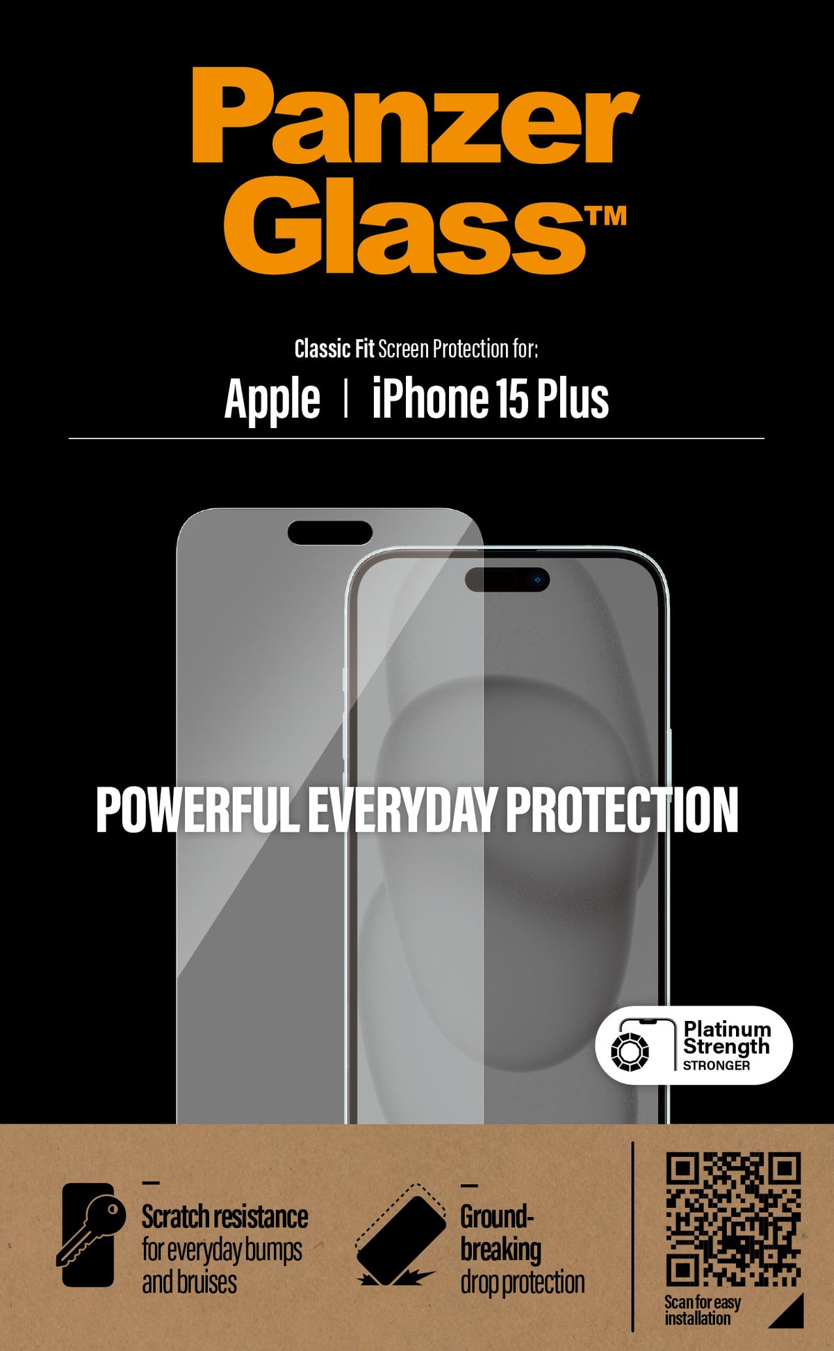 PanzerGlass Protection d'écran Classic Fit pour iPhone 15 Plus, Verre Trempé Transparent