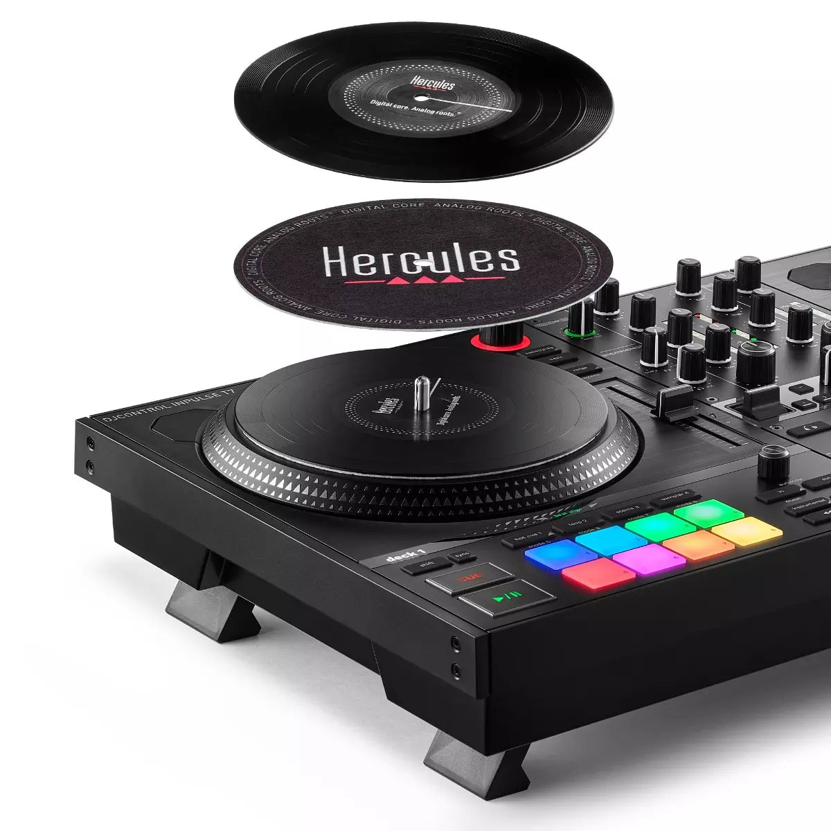 Hercules INPULSE T7 Contrôleur DJ Motorisé avec Plateaux Vinyles, Noir - vue 4