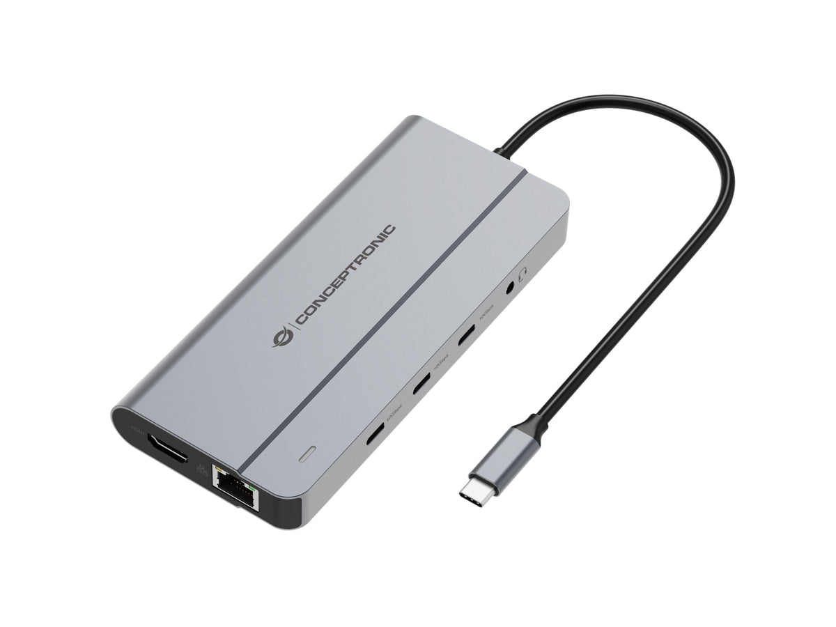 Conceptronic DONN34G station d'accueil Avec fil USB 3.2 Gen 2 (3.1 Gen 2) Type-C Gris