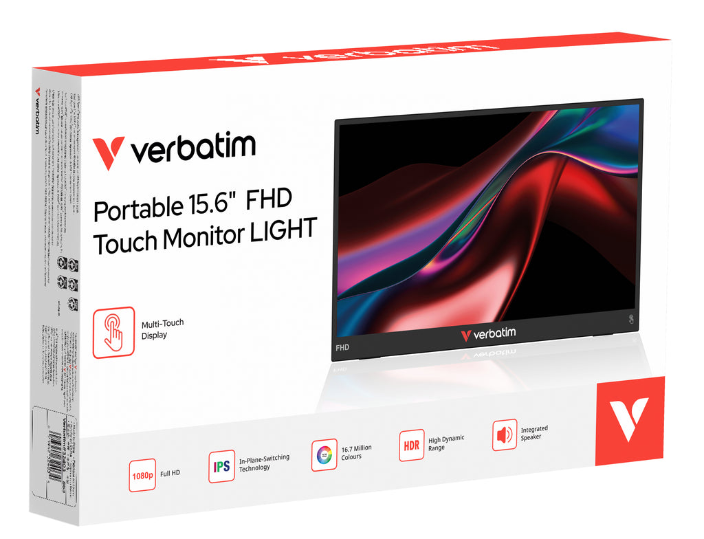 Verbatim Portable 15.6" FHD Touch Monitor LIGHT Moniteur portable Noir 39,6 cm (15.6") LCD 1920 x 1080 pixels - vue 6