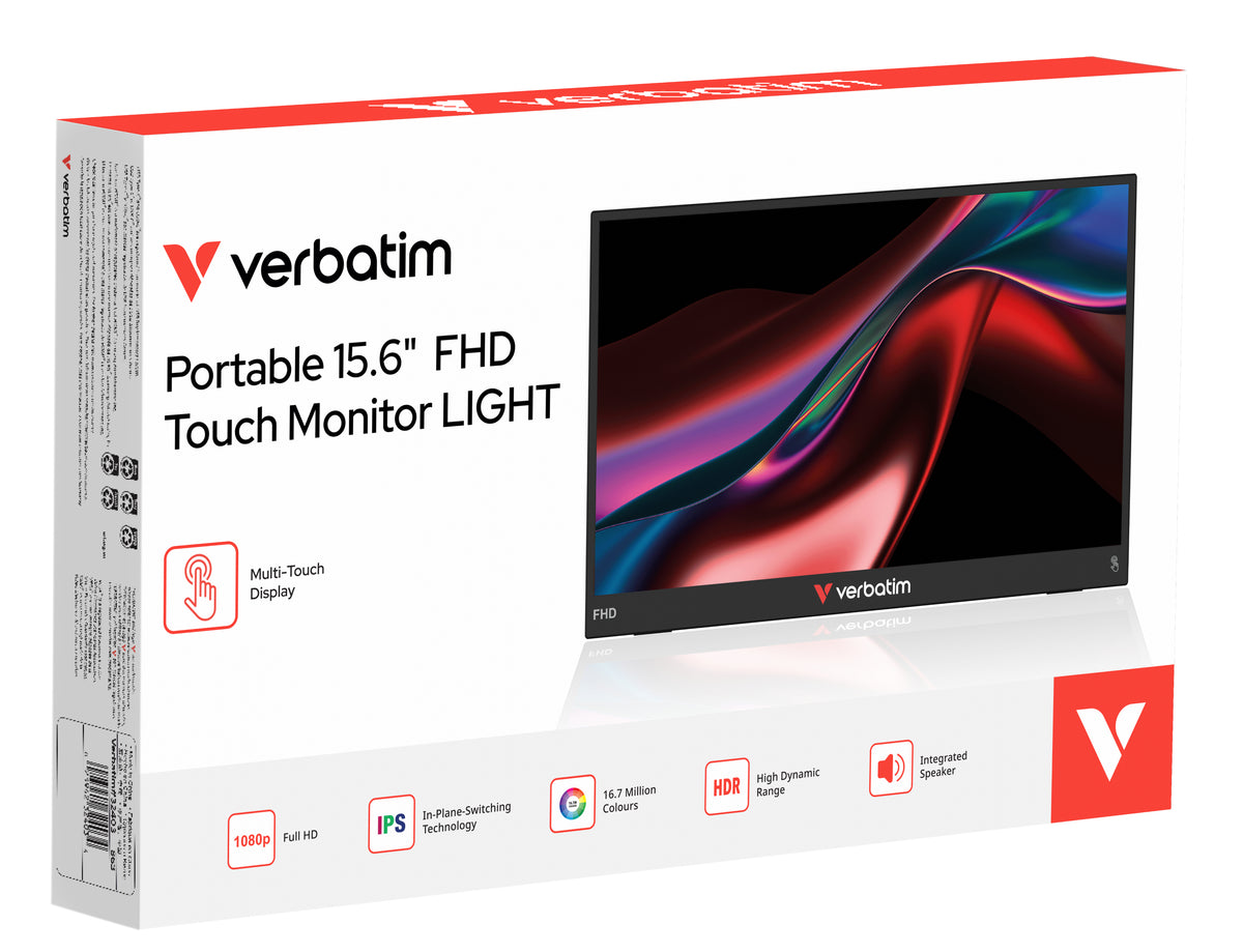 Verbatim Portable 15.6" FHD Touch Monitor LIGHT Moniteur portable Noir 39,6 cm (15.6") LCD 1920 x 1080 pixels - vue 6