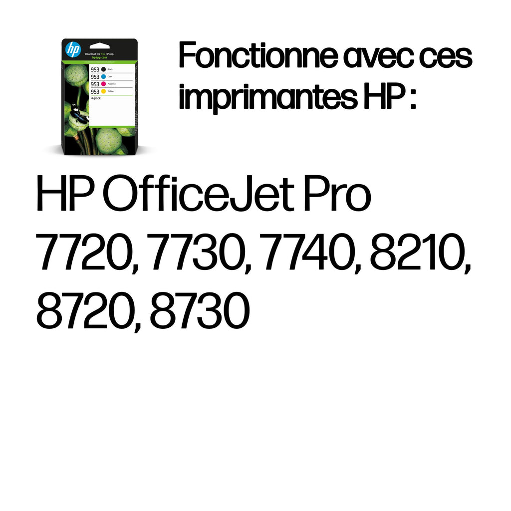 HP 953 Pack de 4 cartouches d'encre Noir/Cyan/Magenta/Jaune authentiques - vue 2