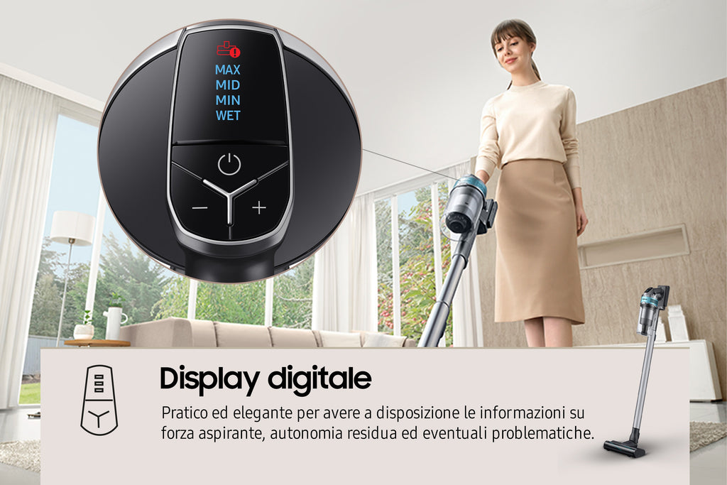 Samsung Samsung VS20B75AGR1 Aspirateur-balai 2 en 1 Batterie Sec Sans sac 550 W Noir, Couleur menthe