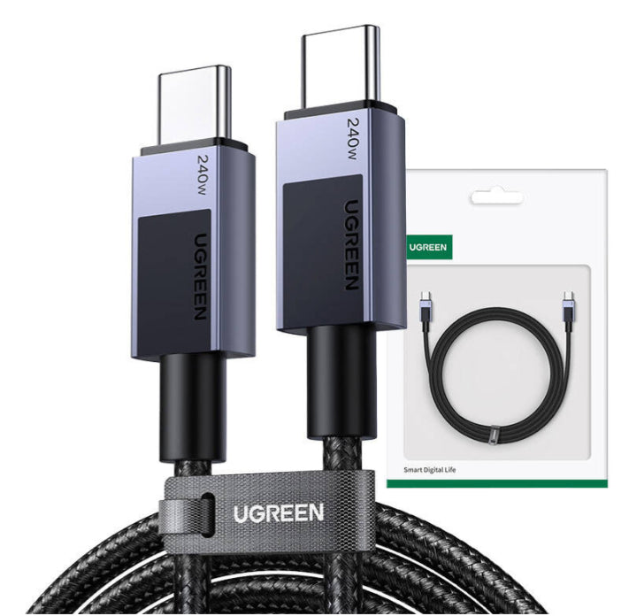 Ugreen 45068 câble USB 2 m USB C 0,48 Gbit/s 240 W Noir, Gris - vue 2