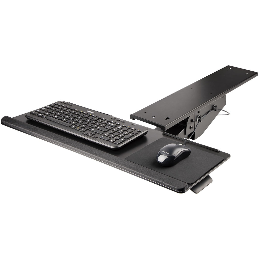 StarTech.com Support Clavier Coulissant sous Bureau - Tablette Clavier et Souris Ajustable en Hauteur - Mouvement Complet - 25 x 66cm - Porte Clavier avec Tapis Repose-Poignets Souris - vue 3