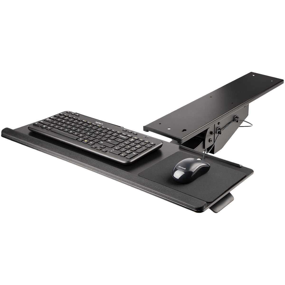 StarTech.com Support Clavier Coulissant sous Bureau - Tablette Clavier et Souris Ajustable en Hauteur - Mouvement Complet - 25 x 66cm - Porte Clavier avec Tapis Repose-Poignets Souris - vue 3