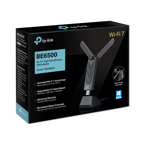 TP-Link Archer TBE400UH Adaptateur WLAN Tri-bande Wi-Fi 7, 2882 Mbit/s, USB