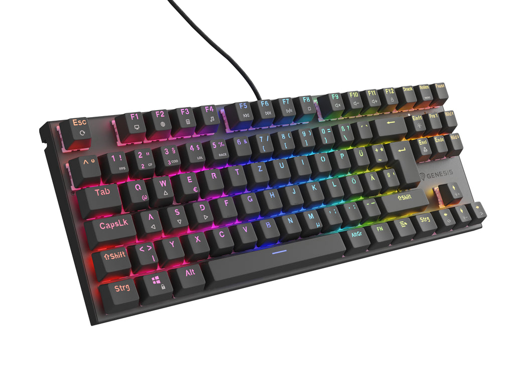 Clavier Gaming Mécanique NKG-1886 USB QWERTZ Allemand, Rétroéclairage RGB, Noir