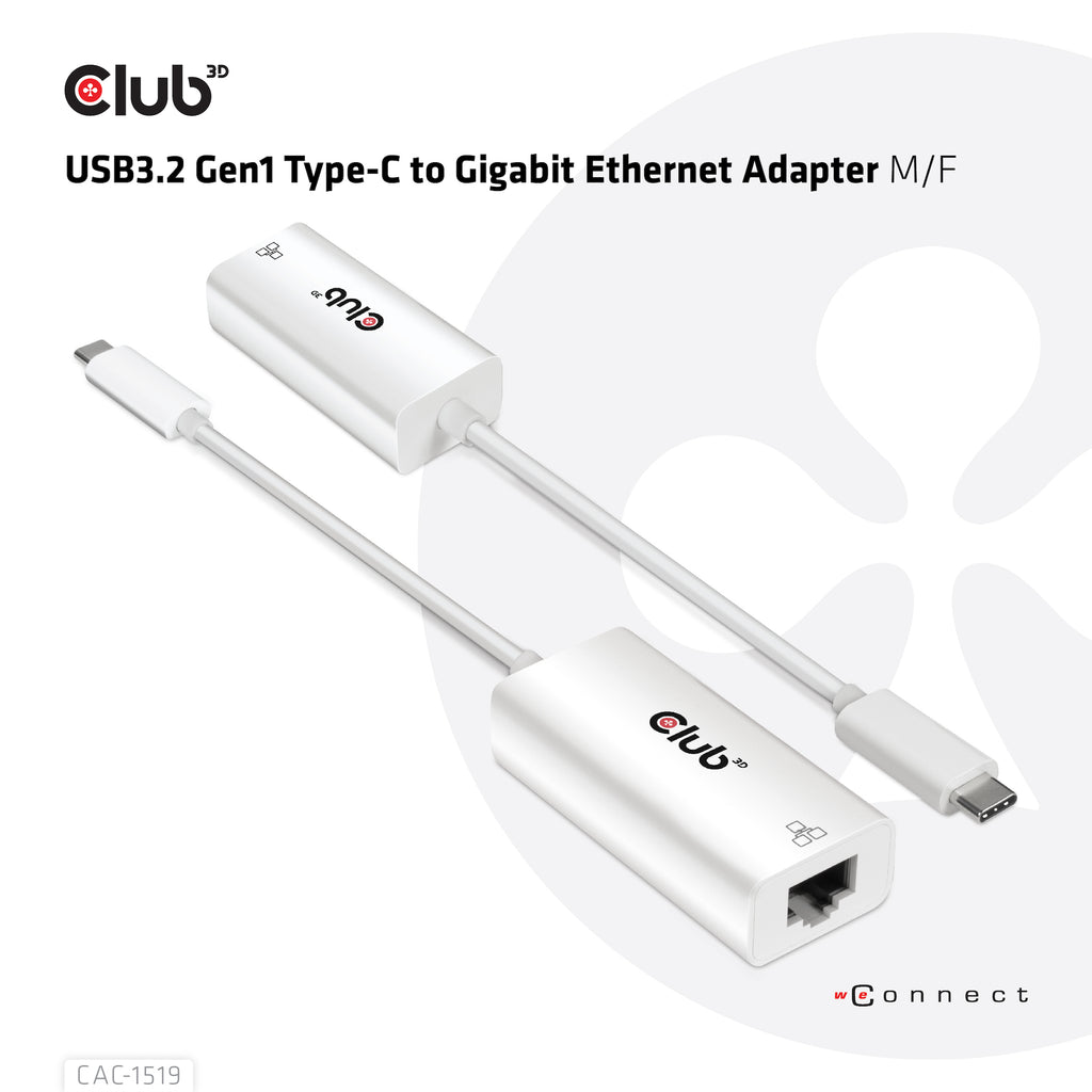 CLUB3D CAC-1519 Adaptateur Câble USB-C vers RJ-45, Blanc
