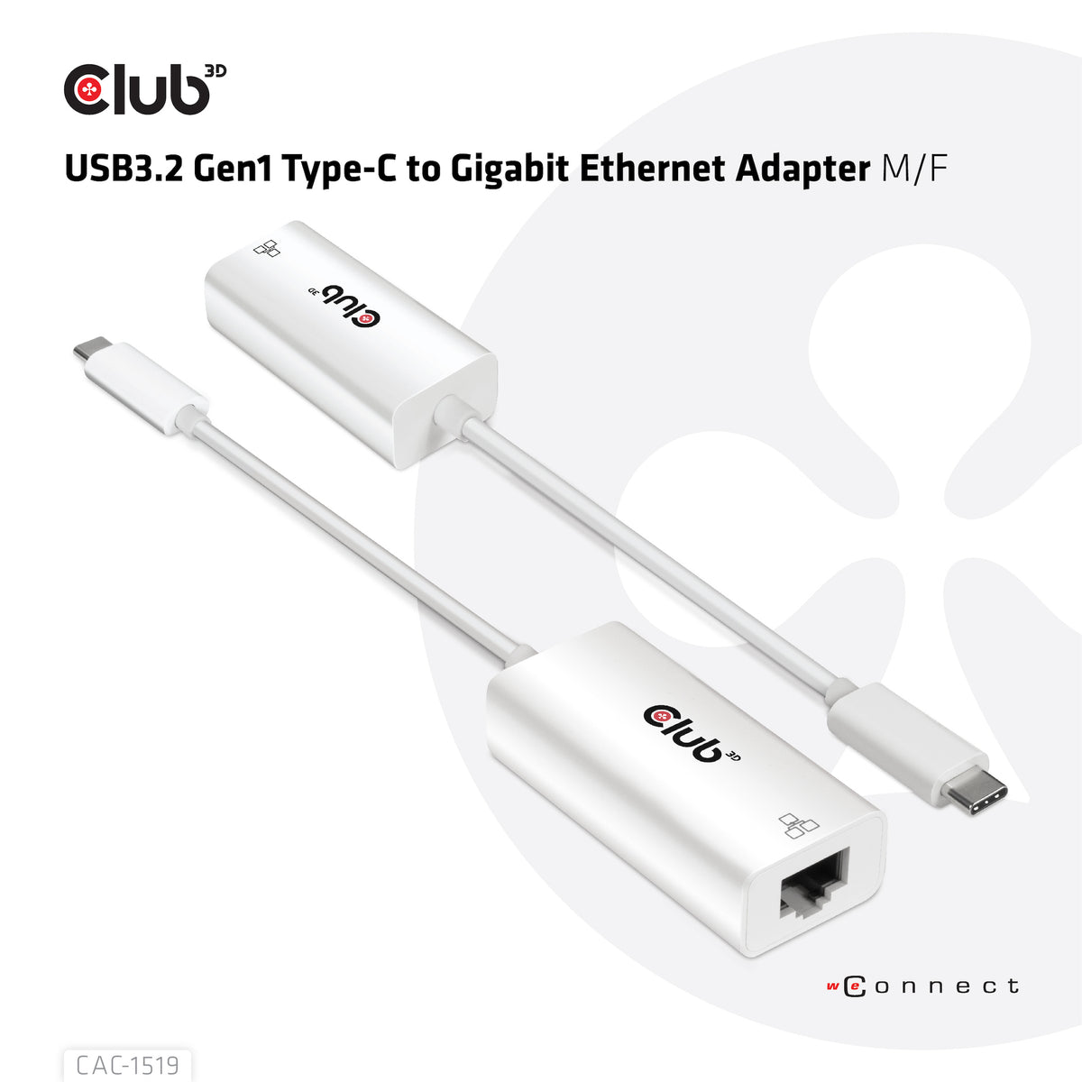 CLUB3D CAC-1519 Adaptateur Câble USB-C vers RJ-45, Blanc