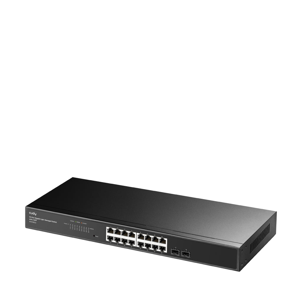 Cudy 16-Port Gigabit Cloud Easy-Managed Switch with 2 SFP, GS1016ES2 1.0 Géré L2 Gigabit Ethernet (10/100/1000) Noir