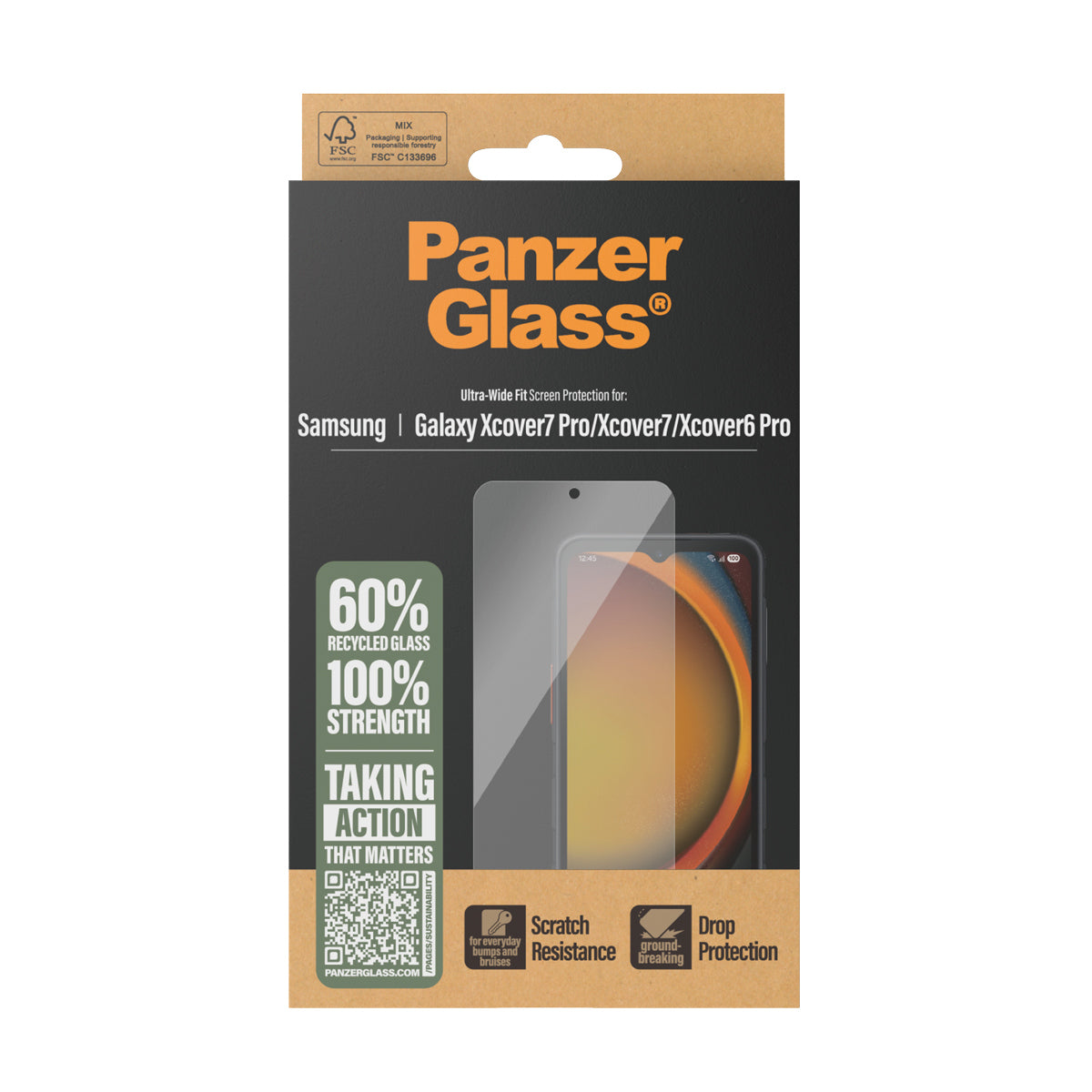 PanzerGlass ® Screen Protector Samsung Galaxy Xcover7 Pro 5G | Xcover7 5G | Xcover6 Pro | Ultra-Wide Fit | Bulk Protection d'écran transparent 50 pièce(s)