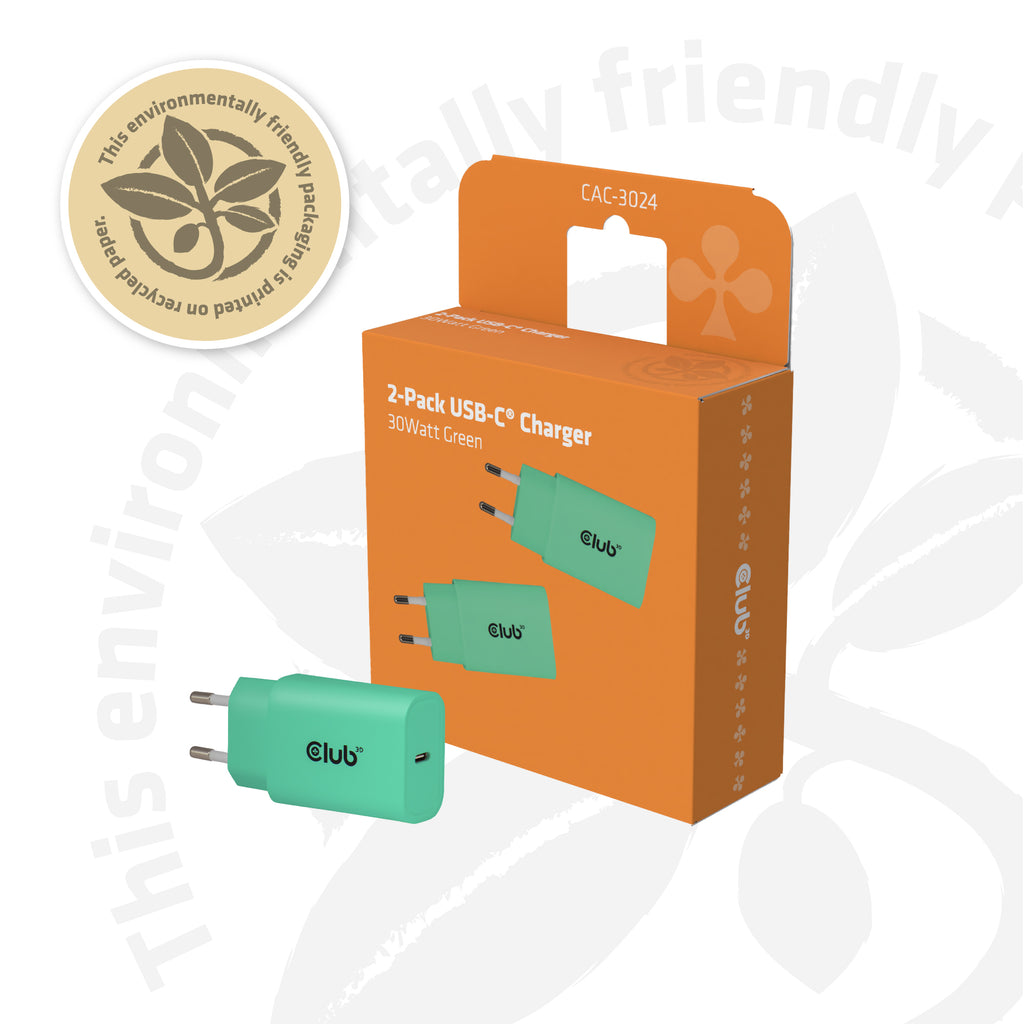 CLUB3D CAC-3024 chargeur d'appareils mobiles Smartphone, Universel Vert Secteur Charge rapide Intérieure