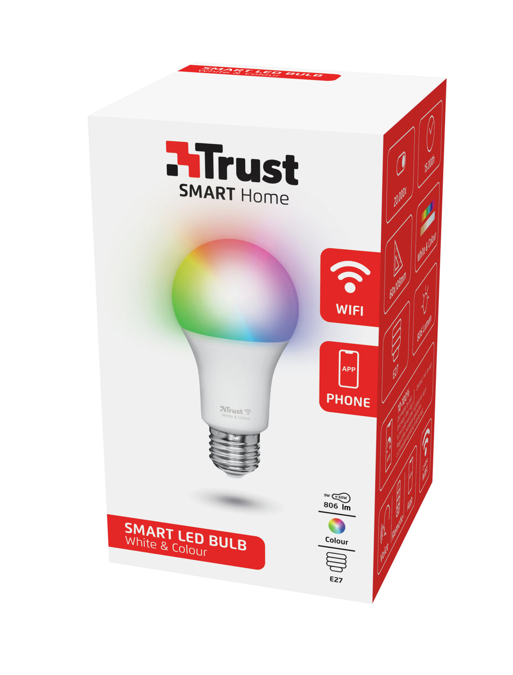 Trust 71281 Ampoule Intelligente Wi-Fi, Blanche
