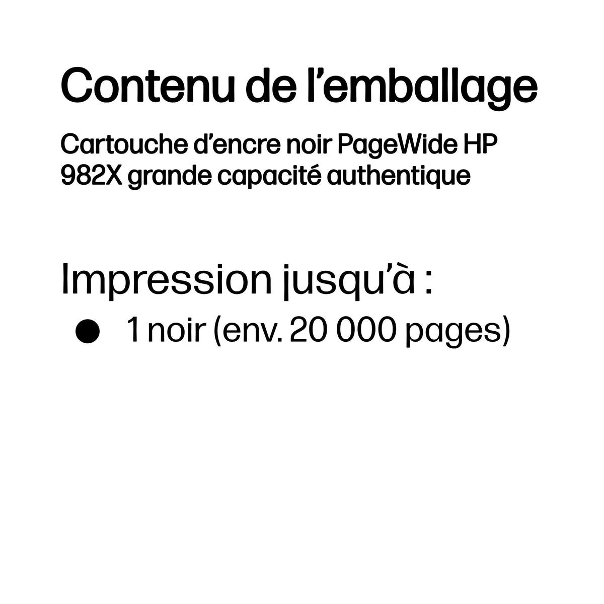 HP Cartouche d'encre Noire PageWide 982X Grande Capacité Authentique