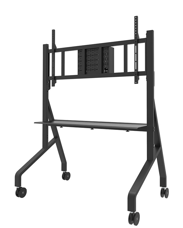 Neomounts FL50-575BL1 Support au sol mobile pour écran 65-115", Capacité 125 kg, Certifié TÜV