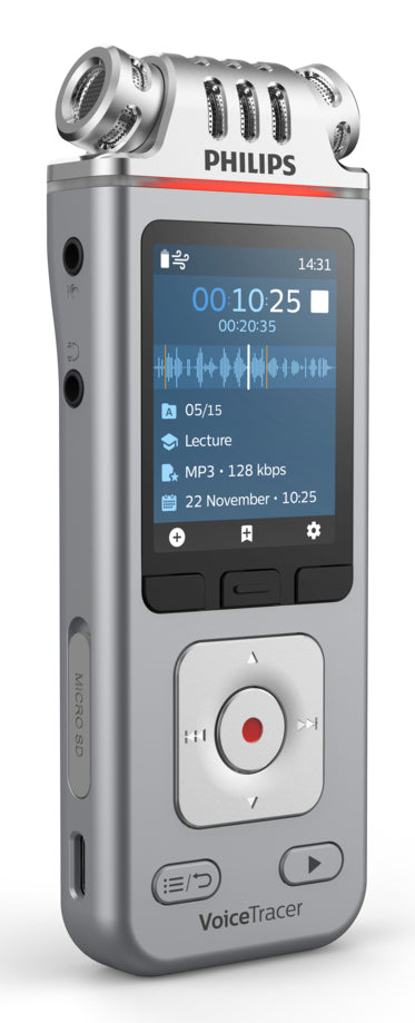 Philips DVT4115 Digital Voice Tracer Carte flash Chrome, Argent