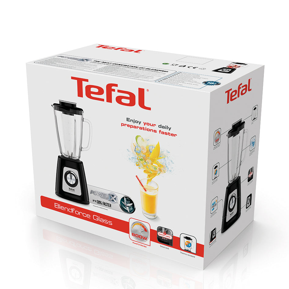 Tefal BlendForce II BL4358 1,25 L Mélangeur de table 800 W Noir, Acier brossé