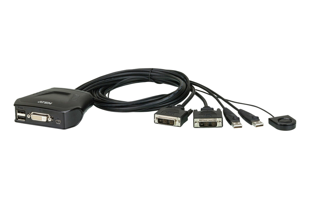 ATEN Commutateur KVM DVI USB 2 Ports avec Sélecteur de Port Distant CS22D