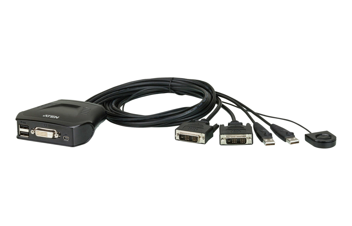 ATEN Commutateur KVM DVI USB 2 Ports avec Sélecteur de Port Distant CS22D